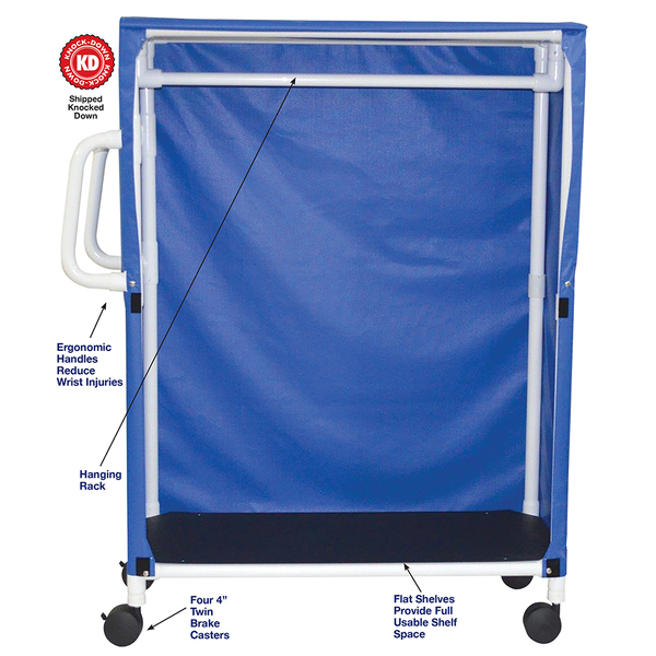 Mjm Internaitonal 1-Shelf Linen Hanging Cart, Standard Mesh - R.Blue 345-1C-6T-SM-RB